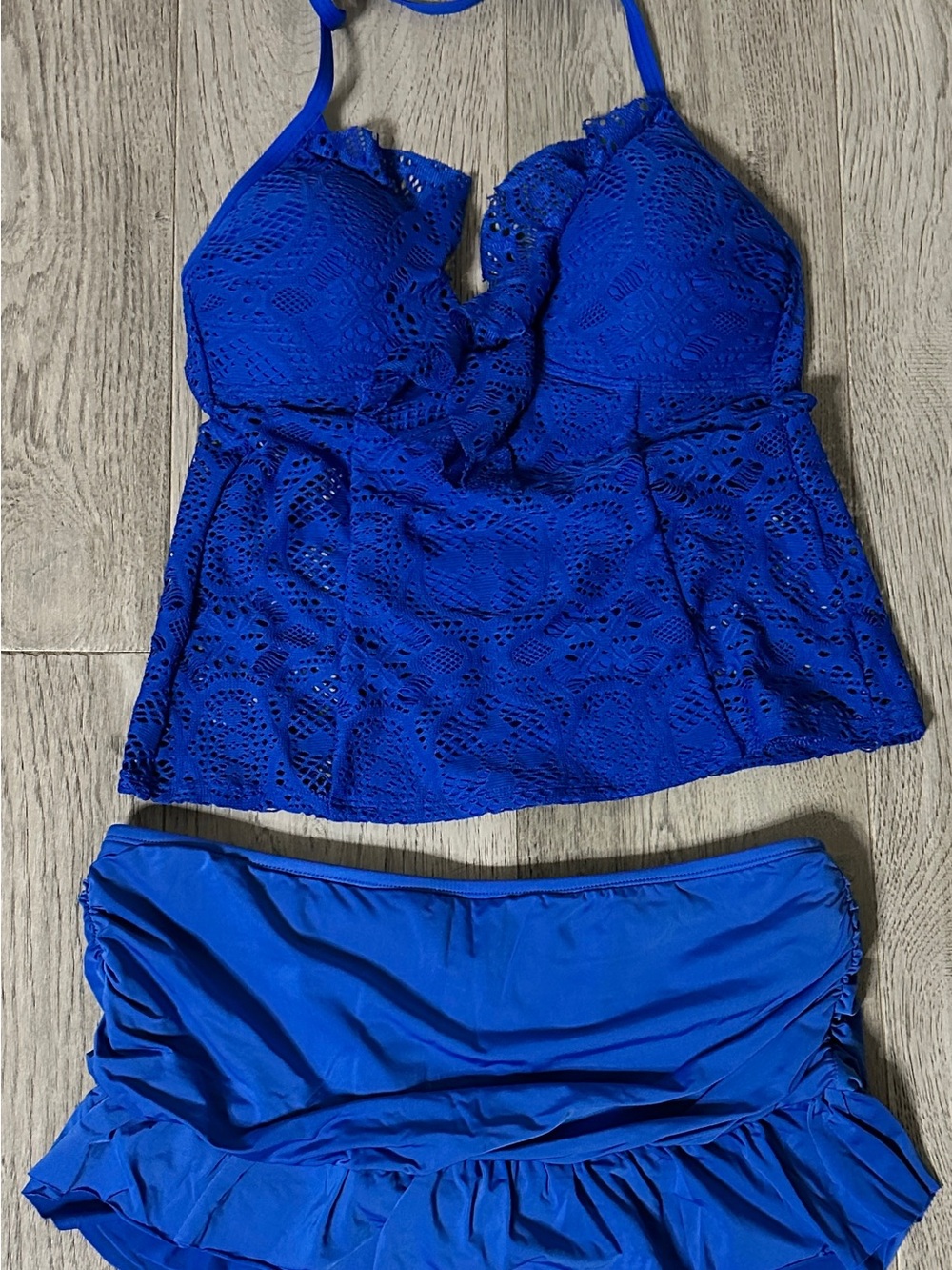 Kenneth Cole Royal Blue Ruffled Bikini Bottom